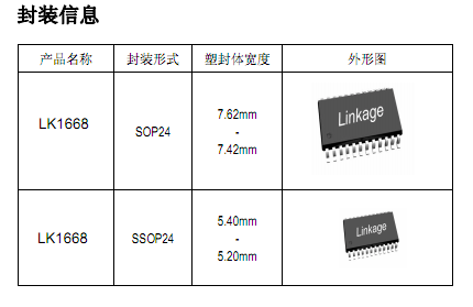 MCU恒流驅(qū)動(dòng)控制芯片SM1668高性價(jià)比的方案分析應(yīng)用(圖3) LK1668封裝信息.png